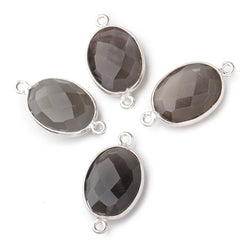 17x13mm Silver .925 Bezel Platinum Grey Moonstone Faceted Oval Connector 1 piece (ONLINE ORDER ONLY)