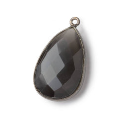 26x17mm Black Gold .925 Bezel Platinum Grey Moonstone faceted pear Pendant 1 piece (ONLINE ORDER ONLY)