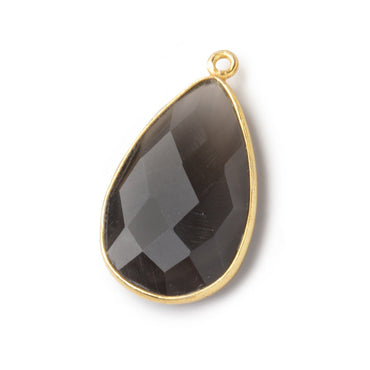 26x17mm Vermeil Bezel Platinum Grey Moonstone faceted pear Pendant 1 piece (ONLINE ORDER ONLY)