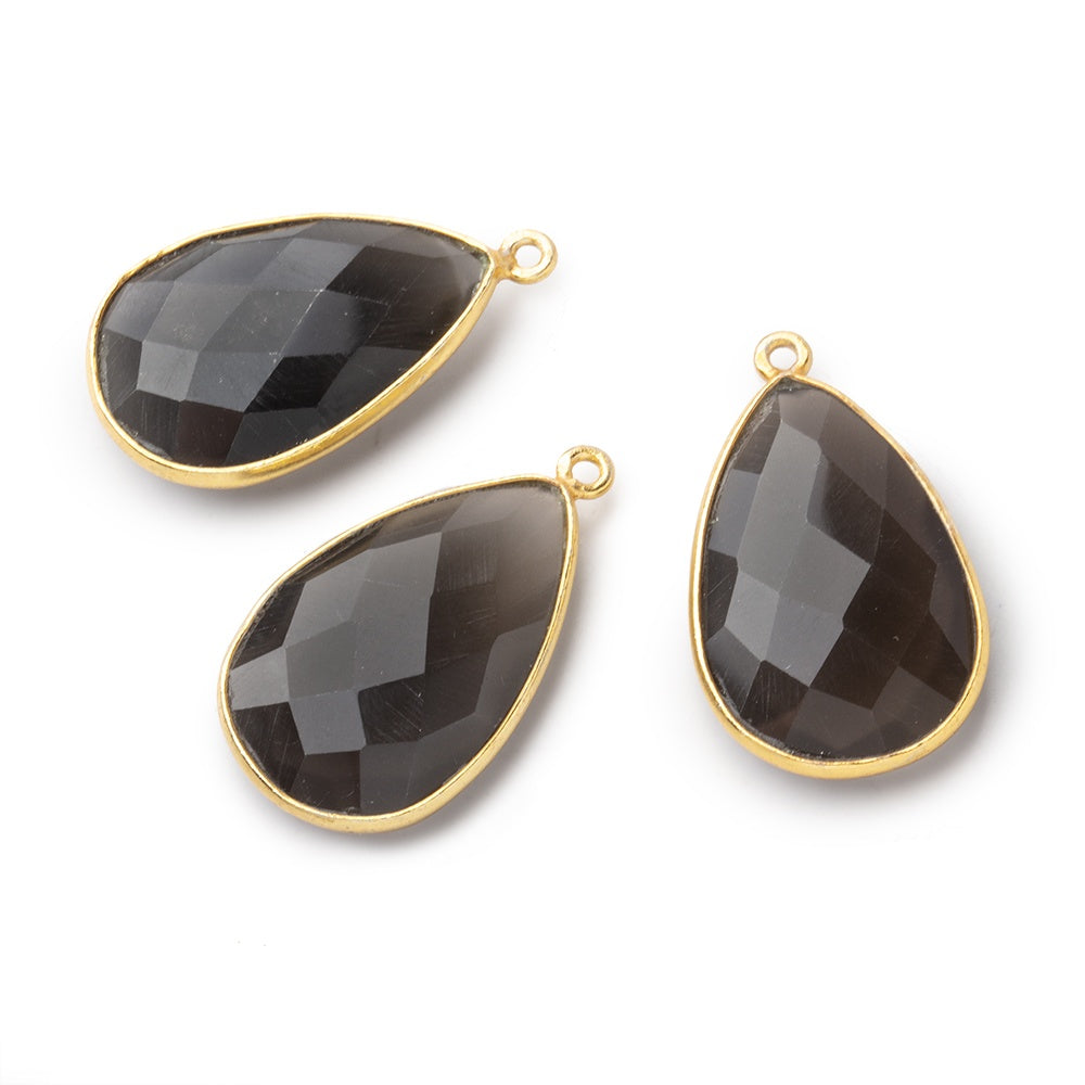 26x17mm Vermeil Bezel Platinum Grey Moonstone faceted pear Pendant 1 piece (ONLINE ORDER ONLY)