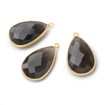 26x17mm Vermeil Bezel Platinum Grey Moonstone faceted pear Pendant 1 piece (ONLINE ORDER ONLY)