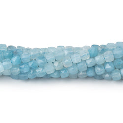 4mm Aquamarine micro faceted cubes 12.5 inch 74 pieces A (ONLINE ORDER ONLY)
