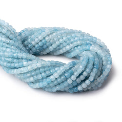 4mm Aquamarine micro faceted cubes 12.5 inch 74 pieces A (ONLINE ORDER ONLY)