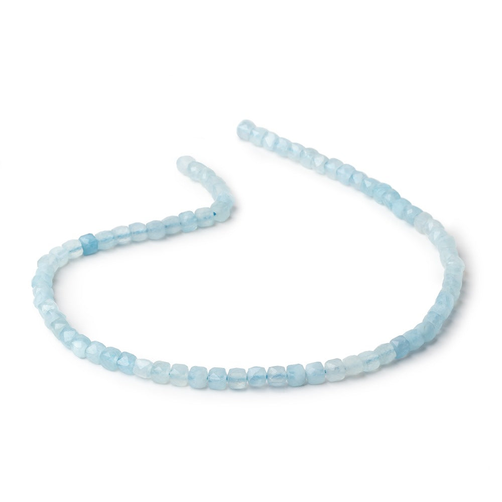 4mm Aquamarine micro faceted cubes 12.5 inch 74 pieces A (ONLINE ORDER ONLY)