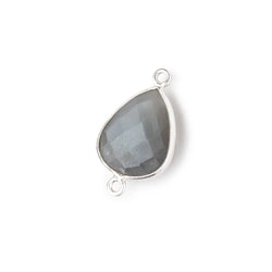 16x14mm Silver .925 Bezel Platinum Grey Moonstone faceted pear Connector 1 piece (ONLINE ORDER ONLY)