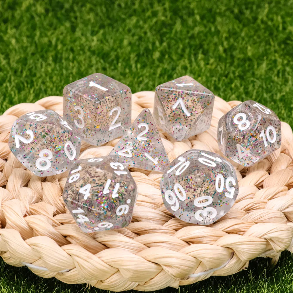 Kindergarten Garland Glitter 7-Dice Set w/White Numbers Dnd Dice Set (Online Only)