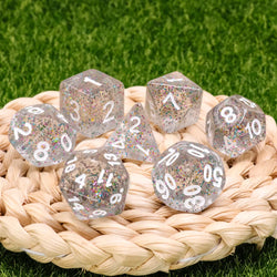Kindergarten Garland Glitter 7-Dice Set w/White Numbers Dnd Dice Set (Online Only)