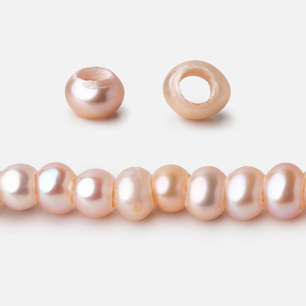 5mm Soft Peach 2.5mm Large Hole Off Round Pearls 15 inch 114 Beads (ONLINE ORDER ONLY)