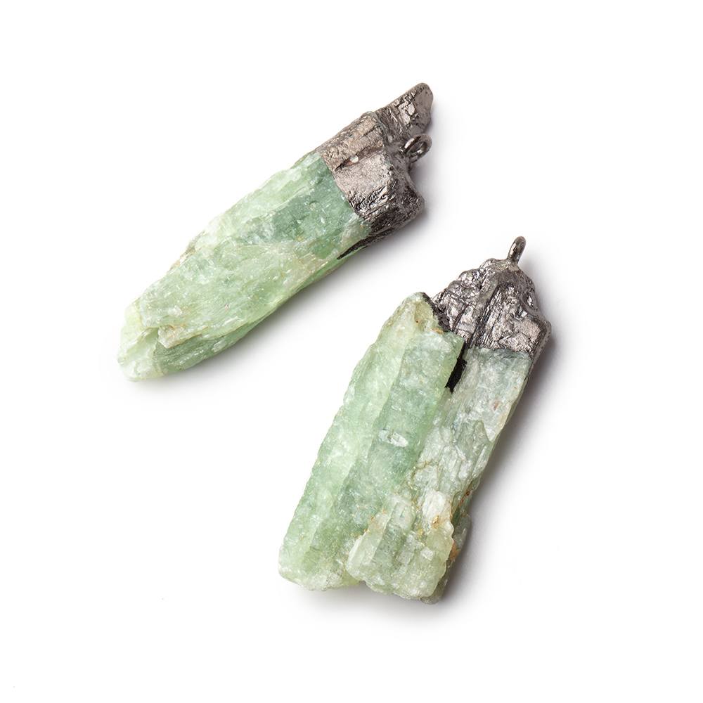 33x10-32x13mm Black Gold Leafed Green Kyanite Crystal Focal Pendant Set of 2 (ONLINE ORDER ONLY)