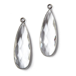 33x11mm Oxidized Silver Bezeled Crystal Quartz Pear Pendant 1 piece (ONLINE ORDER ONLY)