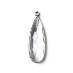 33x11mm Oxidized Silver Bezeled Crystal Quartz Pear Pendant 1 piece (ONLINE ORDER ONLY)