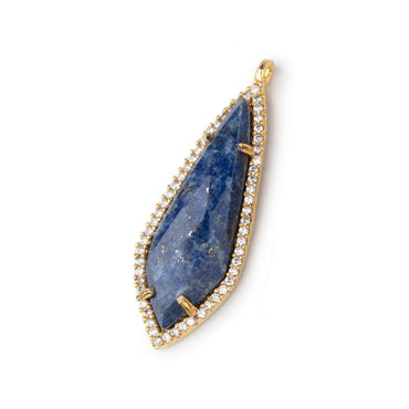 33x14mm Vermeil CZ Bezel Lapis Lazuli Modified Point Pendant 1 Focal Bead (ONLINE ORDER ONLY)