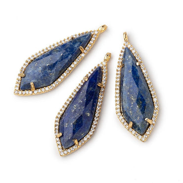 33x14mm Vermeil CZ Bezel Lapis Lazuli Modified Point Pendant 1 Focal Bead (ONLINE ORDER ONLY)