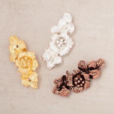 33x15mm Hibiscus Flower Slider Charm Set of 2 pieces (ONLINE ORDER ONLY)