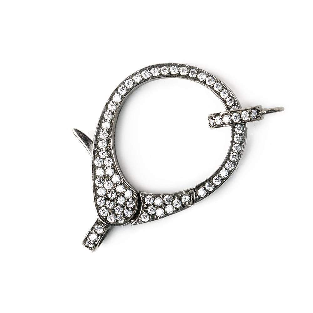 33x17mm Black Gold .925 Silver Pave CZ Lobster Clasp with CZ Ring 1 piece (ONLINE ORDER ONLY)