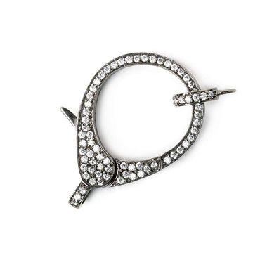 33x17mm Black Gold .925 Silver Pave CZ Lobster Clasp with CZ Ring 1 piece (ONLINE ORDER ONLY)