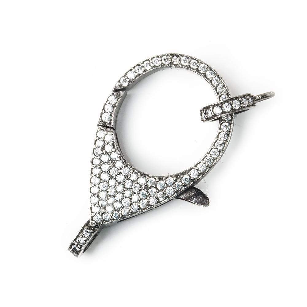 33x18mm Black Gold .925 Silver Pave CZ Lobster Clasp with CZ Ring 1 piece (ONLINE ORDER ONLY)
