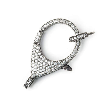 33x18mm Black Gold .925 Silver Pave CZ Lobster Clasp with CZ Ring 1 piece (ONLINE ORDER ONLY)