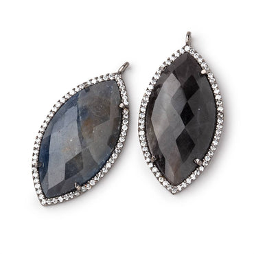 33x18mm Black Gold CZ Bezel Sapphire Marquise Pendant 1 Focal Bead (ONLINE ORDER ONLY)