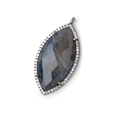 33x18mm Black Gold CZ Bezel Sapphire Marquise Pendant 1 Focal Bead (ONLINE ORDER ONLY)