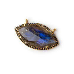 33x18mm Vermeil & Black CZ Bezel Labradorite Marquise Connector 1 Focal (ONLINE ORDER ONLY)