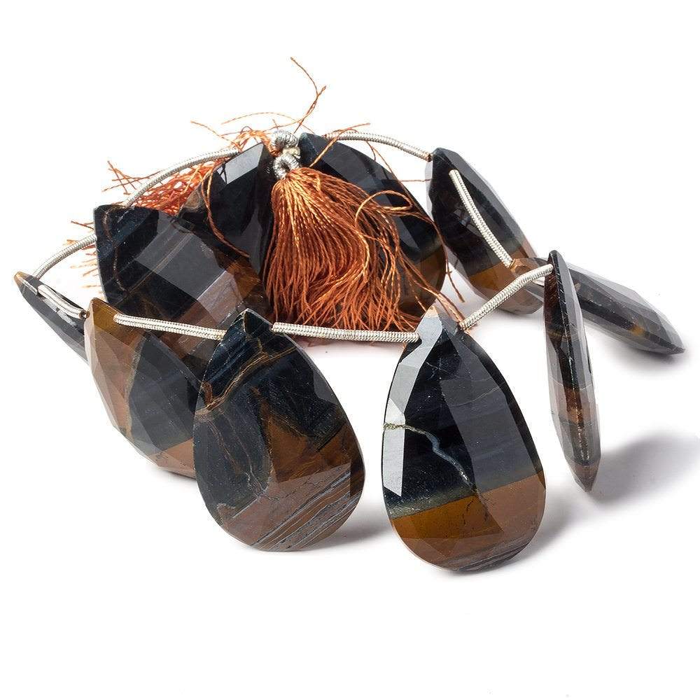 33x19-34x22mm Chatoyant Black Tiger's Eye faceted pears 8.5 inch 10 pieces (ONLINE ORDER ONLY)