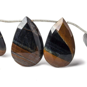 33x19-34x22mm Chatoyant Black Tiger's Eye faceted pears 8.5 inch 10 pieces (ONLINE ORDER ONLY)