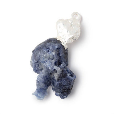 33x19mm Silver Leafed Blue Jammu Sapphire Natural Crystal 1 Pendant (ONLINE ORDER ONLY)