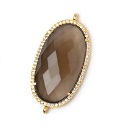 33x19mm Vermeil CZ Bezel Smoky Hydro Quartz Faceted Oval Connector 1 Focal (ONLINE ORDER ONLY)