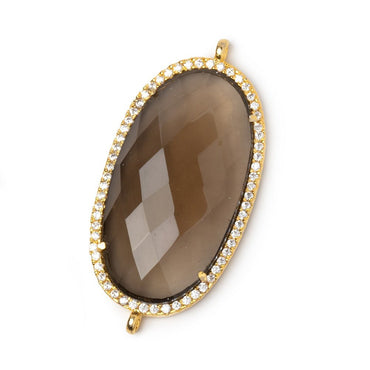 33x19mm Vermeil CZ Bezel Smoky Hydro Quartz Faceted Oval Connector 1 Focal (ONLINE ORDER ONLY)