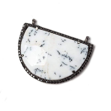 33x20mm Dendritic Opal CZ Bezel Half Moon East West Connector 1 focal bead (ONLINE ORDER ONLY)