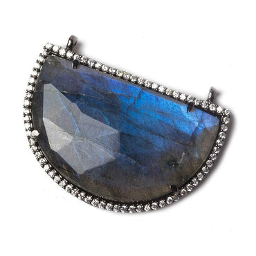 33x20mm Black Gold Bezel CZ and Labradorite Half Moon East West Connector 1 focal bead (ONLINE ORDER ONLY)