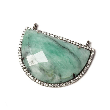 33x23mm Black Gold Bezel CZ & Emerald Half Moon East West Connector 1 focal bead (ONLINE ORDER ONLY)