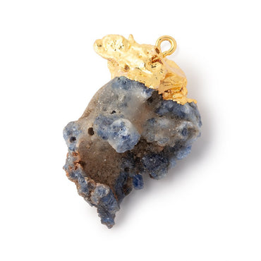 33x23mm Gold Leafed Blue Jammu Sapphire Natural Crystal 1 Pendant (ONLINE ORDER ONLY)