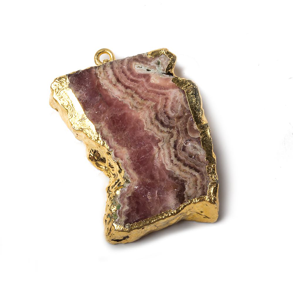 33x23x6mm Gold Leafed Rhodochrosite Slice Focal Bead (ONLINE ORDER ONLY)