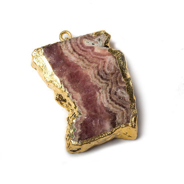 33x23x6mm Gold Leafed Rhodochrosite Slice Focal Bead (ONLINE ORDER ONLY)