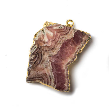 33x23x6mm Gold Leafed Rhodochrosite Slice Focal Bead (ONLINE ORDER ONLY)