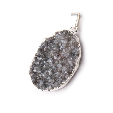 33x24mm Silver Leafed Smoky Grey Agate Drusy Freeshape 1 piece (ONLINE ORDER ONLY)