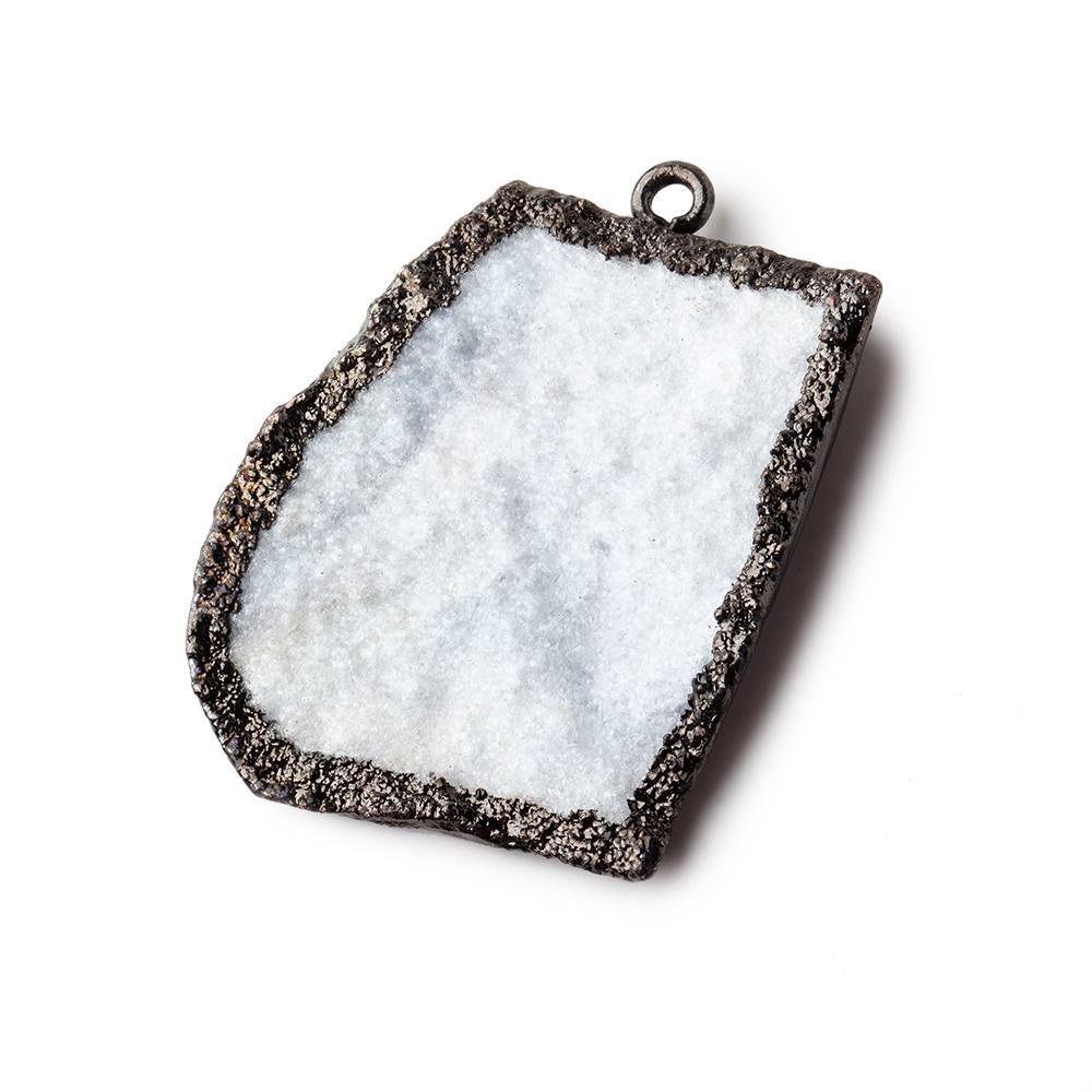 33x28mm Black Gold Leafed White Drusy Freeform Pendant 1 piece (ONLINE ORDER ONLY)