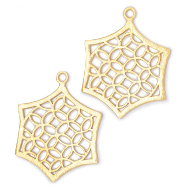 33x30mm Brushed Filigree Hexagon Charm Set of 2 pieces (ONLINE ORDER ONLY)