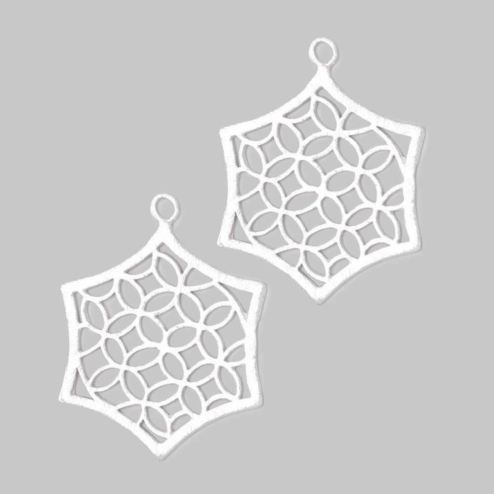 33x30mm Brushed Filigree Hexagon Charm Set of 2 pieces (ONLINE ORDER ONLY)
