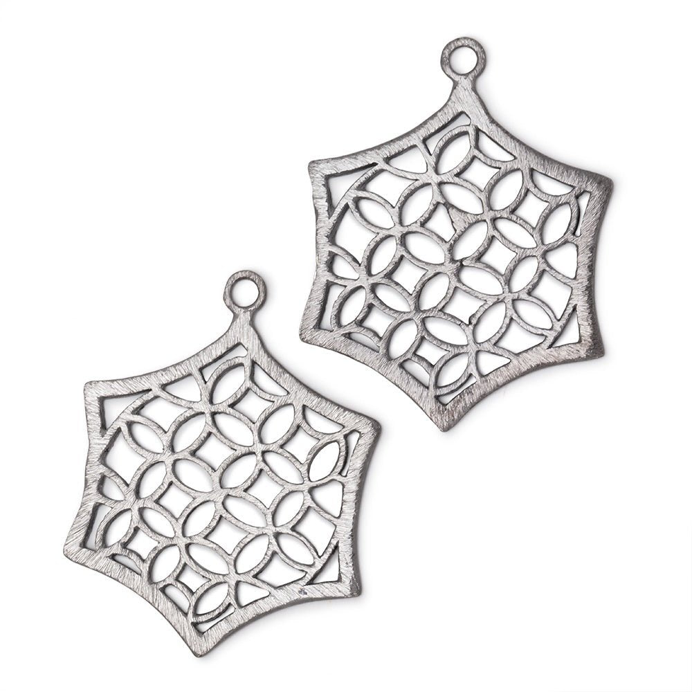 33x30mm Brushed Filigree Hexagon Charm Set of 2 pieces (ONLINE ORDER ONLY)