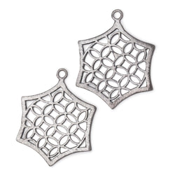 33x30mm Brushed Filigree Hexagon Charm Set of 2 pieces (ONLINE ORDER ONLY)
