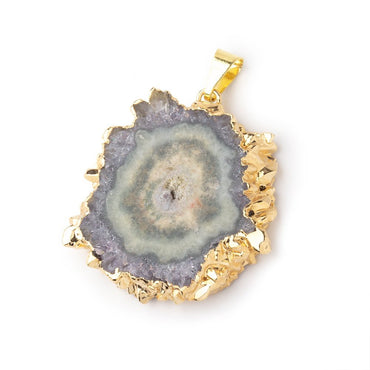 33x33mm Gold Leafed Amethyst Solar Quartz Slice Pendant 1 focal piece (ONLINE ORDER ONLY)