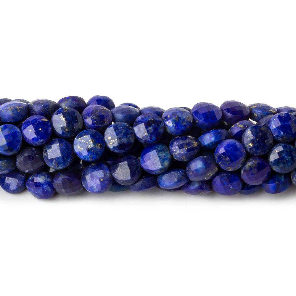 4mm Lapis Lazuli checkerboard calibrated faceted coins 12.5 inch 85 beads AAA (ONLINE ORDER ONLY)