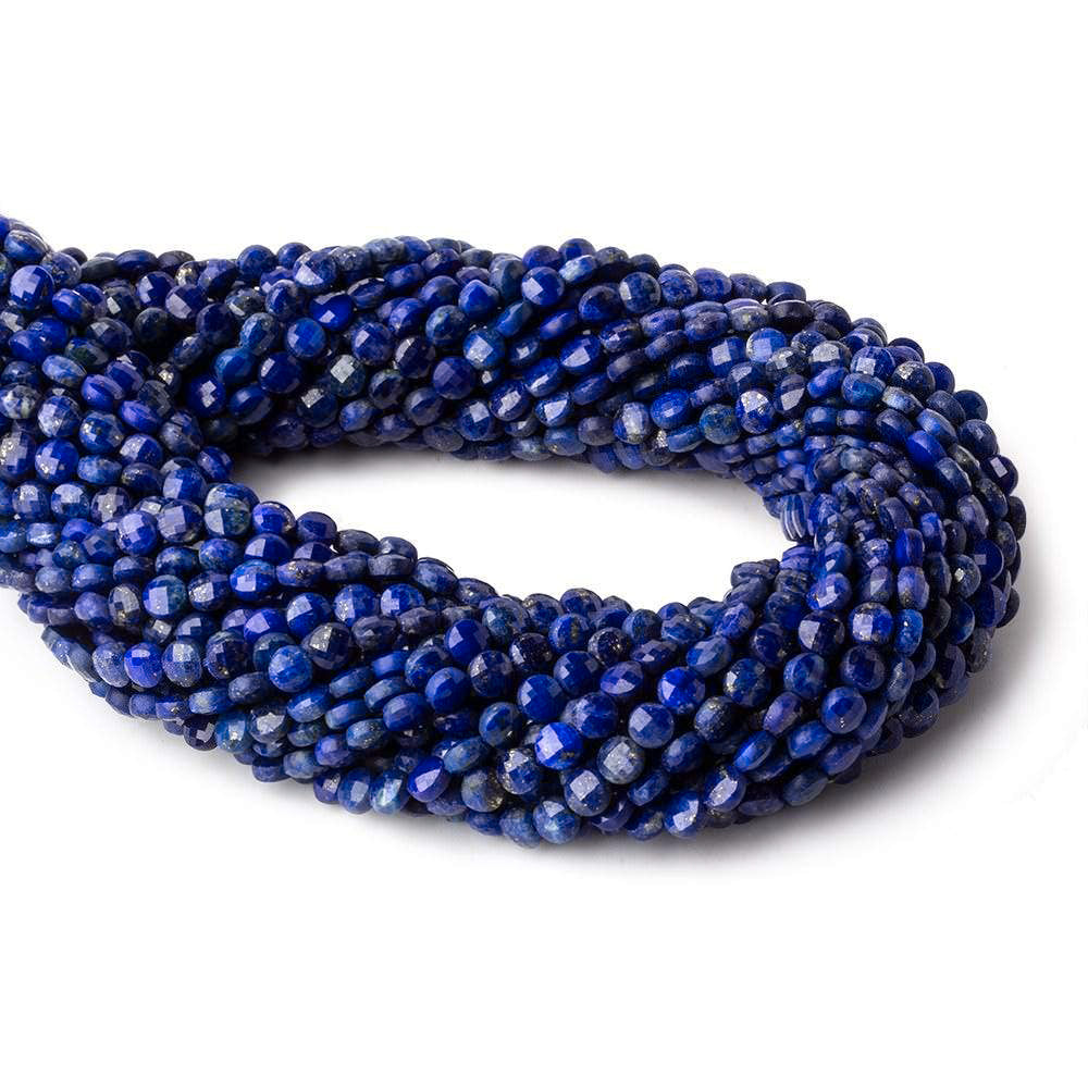 4mm Lapis Lazuli checkerboard calibrated faceted coins 12.5 inch 85 beads AAA (ONLINE ORDER ONLY)