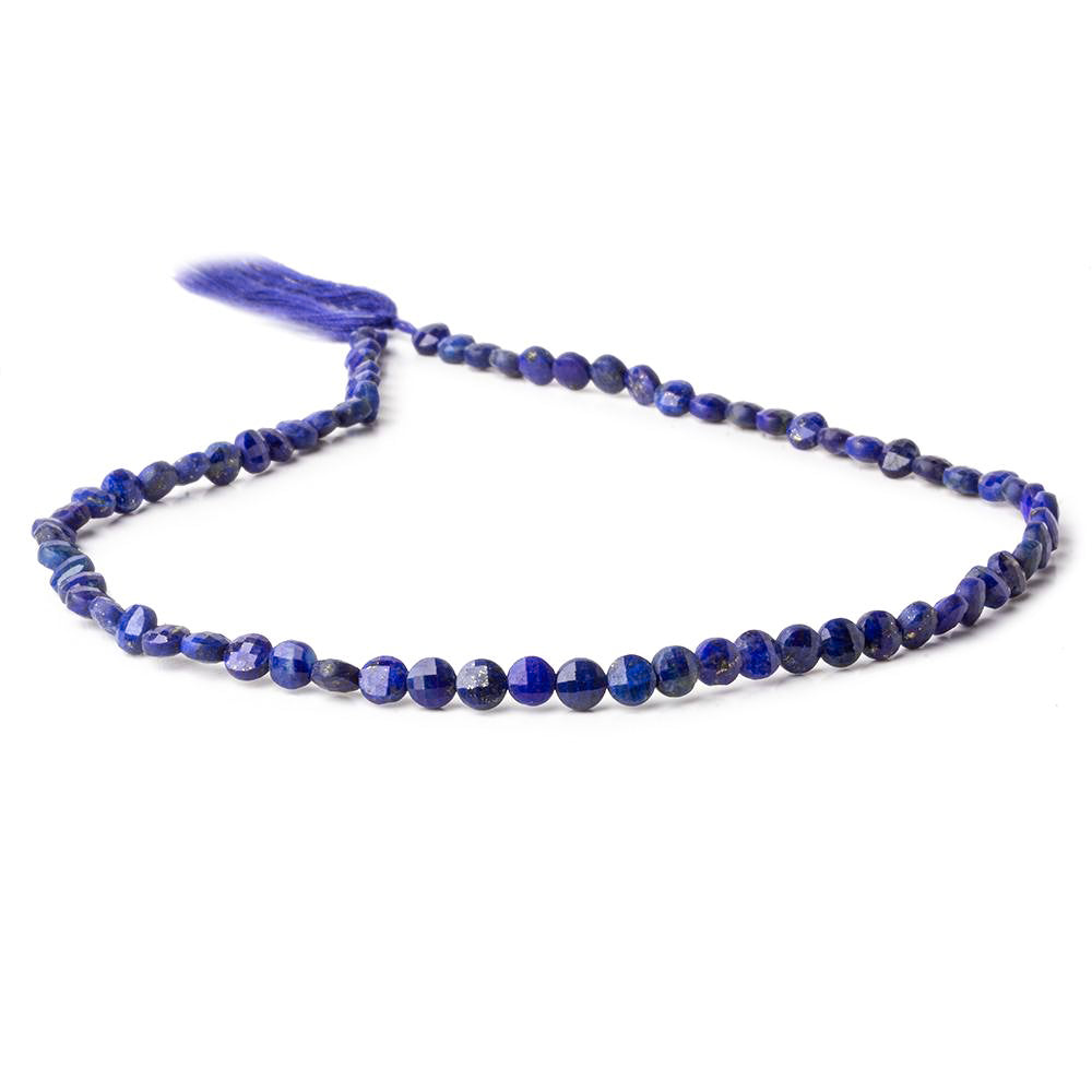 4mm Lapis Lazuli checkerboard calibrated faceted coins 12.5 inch 85 beads AAA (ONLINE ORDER ONLY)