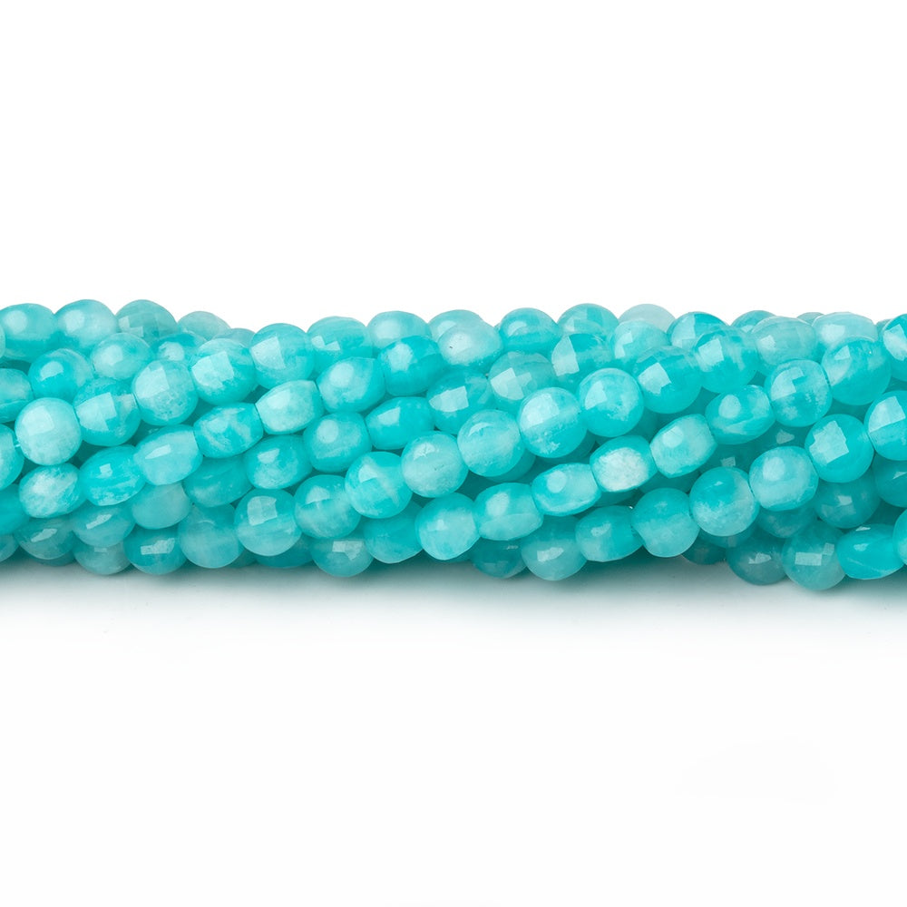 3.7mm Amazonite checkerboard calibrated faceted coins 12.5 inch 90 beads AAA (ONLINE ORDER ONLY)