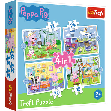 Trefl 4 in 1 (12, 15, 20, 24 Piece) Puzzle - Peppa Pig's Holiday Recollection Jigsaw Puzzle
