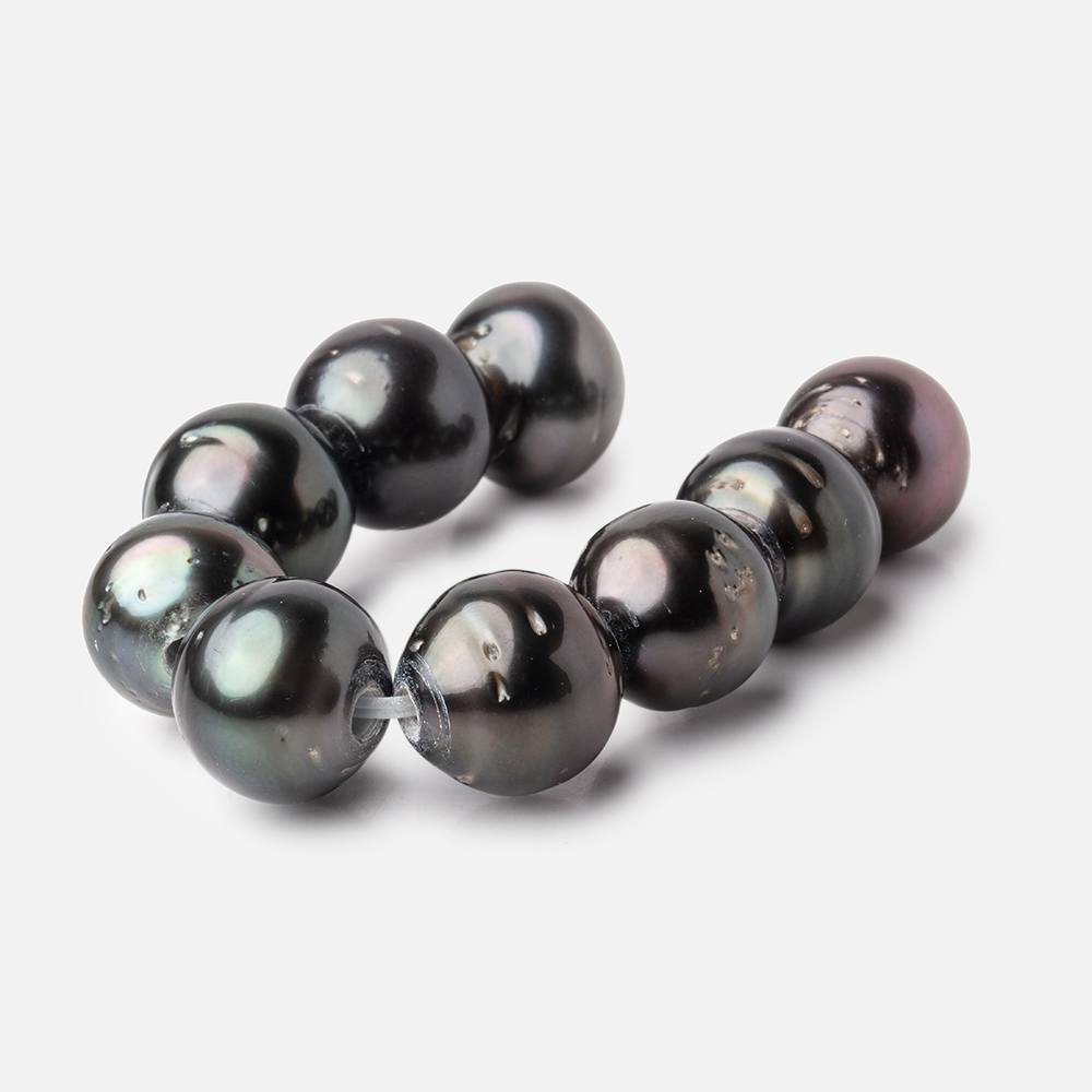 12-12.5mm Tahitian Saltwater 2.5mm Large Hole Pearls 4 inches 9 pieces (ONLINE ORDER ONLY)